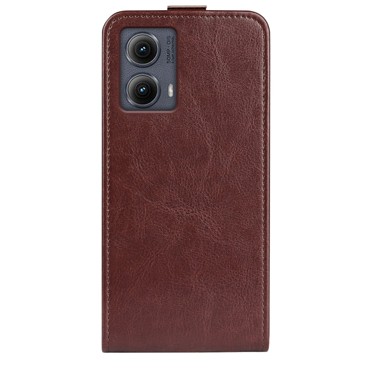 For Motorola Edge 5G 2024 R64 Texture Single Vertical Flip Leather Phone Case(Brown) - Motorola Cases by PMC Jewellery | Online Shopping South Africa | PMC Jewellery | Buy Now Pay Later Mobicred