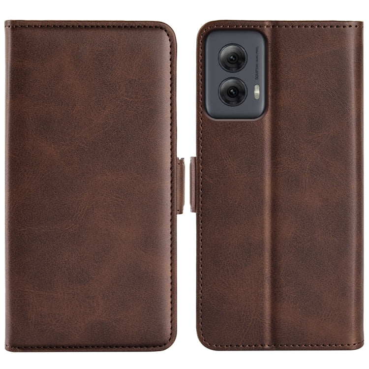 For Motorola Moto G Power 5G 2024 Dual-side Magnetic Buckle Horizontal Flip Leather Phone Case(Brown) - Motorola Cases by PMC Jewellery | Online Shopping South Africa | PMC Jewellery | Buy Now Pay Later Mobicred