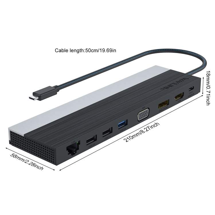 Wavlink UMD03 Triple Display Adapter Type-C Hub 12 in 1 Docking Station - free shipping - PMC TechLife - Order now!