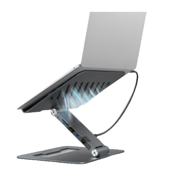 Wavlink UMD07 Adjustable Aluminum Ergonomic Portable Laptop Stand Type-C Docking Station - Laptop Stand by WAVLINK | Online Shopping South Africa | PMC Jewellery | Buy Now Pay Later Mobicred