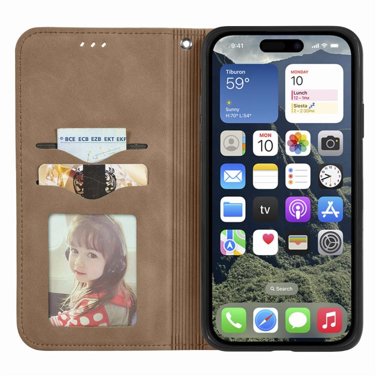 For iPhone 16e Retro Skin Feel Magnetic Flip Leather Phone Case(Brown) - iPhone 16e Cases by PMC TechLife | Online Shopping South Africa | PMC TechLife | Buy Now Pay Later Mobicred