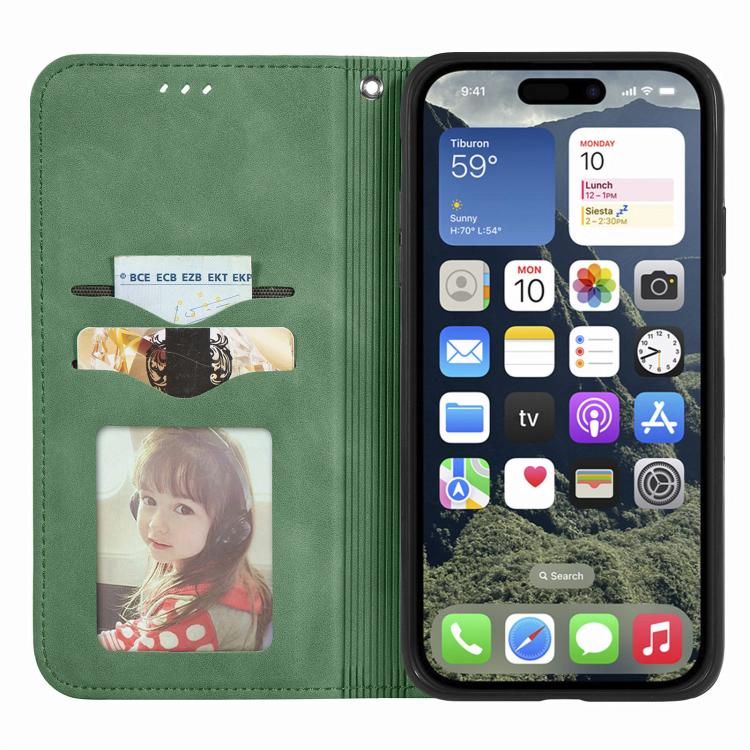 For iPhone 16e Retro Skin Feel Magnetic Flip Leather Phone Case(Green) - iPhone 16e Cases by PMC TechLife | Online Shopping South Africa | PMC TechLife | Buy Now Pay Later Mobicred