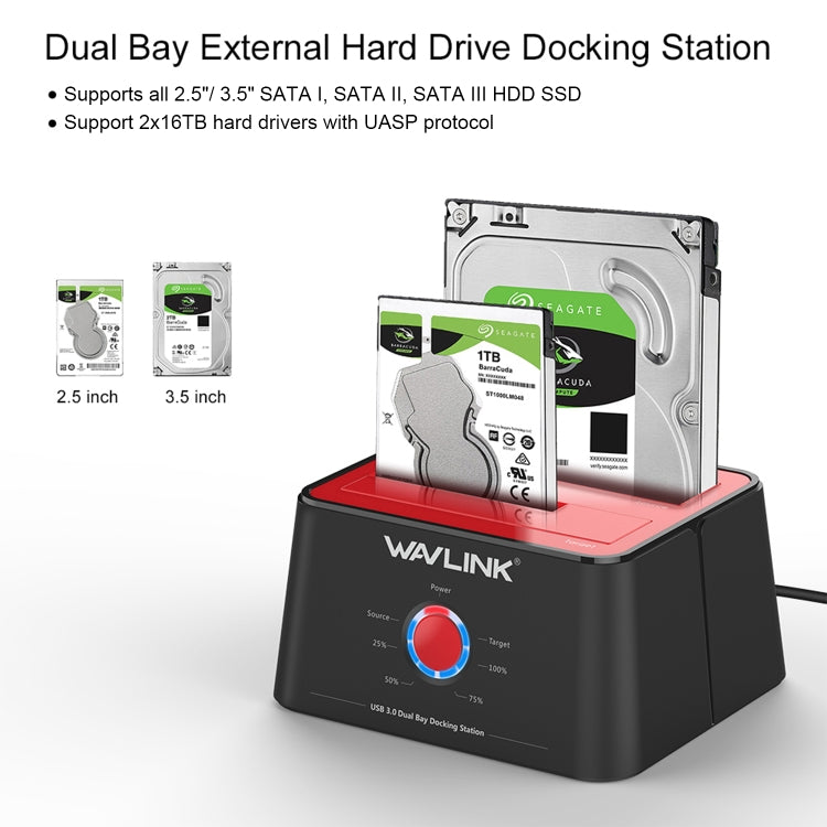 Wavlink ST334U SSD Dual Bay External Hard Drive Docking Station USB 3.0 to SATA I/II/III(AU Plug) - External Hard Drives by WAVLINK | Online Shopping South Africa | PMC Jewellery | Buy Now Pay Later Mobicred