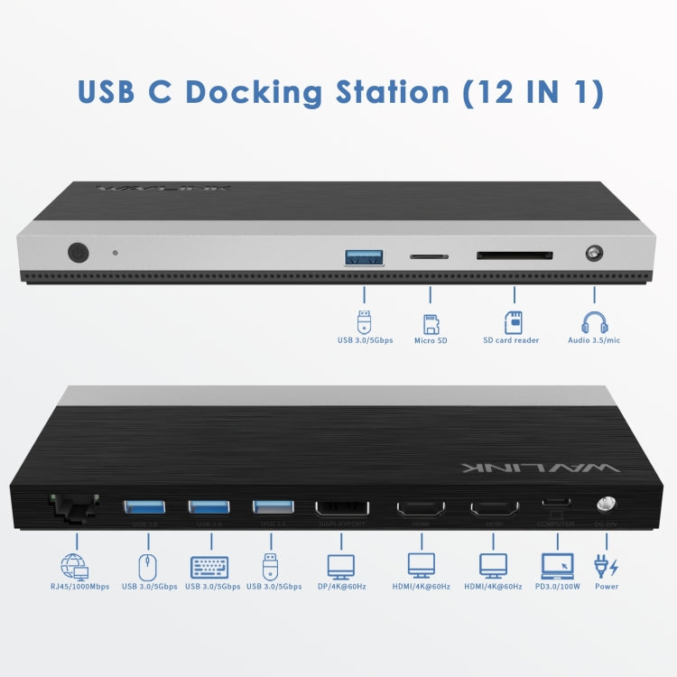 Wavlink UMD05 Display Port HDMI Port RJ45 Ethernet Triple Display MST Laptop Docking Station, Plug:UK Plug -  by WAVLINK | Online Shopping South Africa | PMC Jewellery | Buy Now Pay Later Mobicred