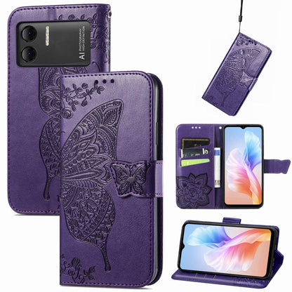 For DOOGEE X98 Pro / X98 Butterfly Love Flower Embossed Leather Phone Case(Dark Purple) - Doogee Cases by PMC Jewellery | Online Shopping South Africa | PMC Jewellery | Buy Now Pay Later Mobicred