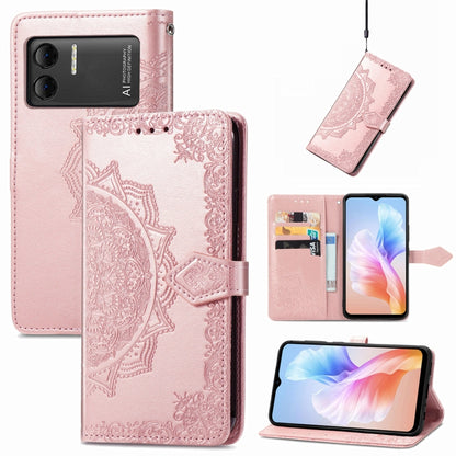 For DOOGEE X98 Pro / X98 Mandala Flower Embossed Leather Phone Case(Rose Gold) - Doogee Cases by PMC Jewellery | Online Shopping South Africa | PMC Jewellery | Buy Now Pay Later Mobicred