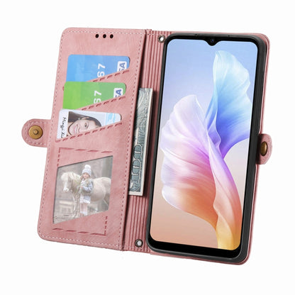 For DOOGEE X98 Pro / X98 Geometric Zipper Wallet Side Buckle Leather Phone Case(Pink) - Doogee Cases by PMC Jewellery | Online Shopping South Africa | PMC Jewellery | Buy Now Pay Later Mobicred