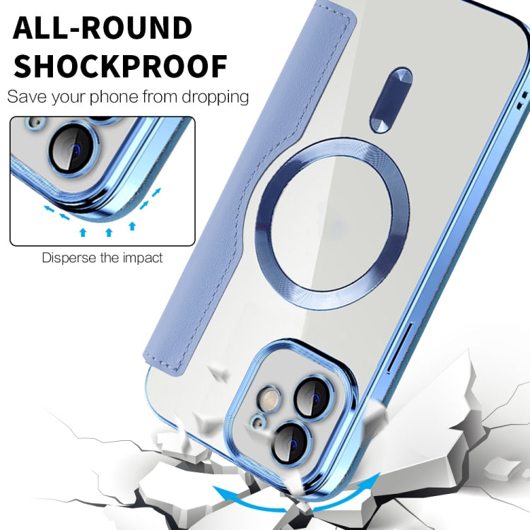 For iPhone 16 Pro Max Shield Magsafe RFID Anti-theft Rhombus Leather Phone Case(Blue) - iPhone 16 Pro Max Cases by PMC Jewellery | Online Shopping South Africa | PMC Jewellery | Buy Now Pay Later Mobicred