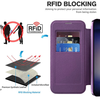 For Samsung Galaxy S25+ 5G Shield MagSafe RFID Anti-theft Rhombus Leather Phone Case(Purple) - Galaxy S25+ 5G Cases by PMC Jewellery | Online Shopping South Africa | PMC Jewellery | Buy Now Pay Later Mobicred