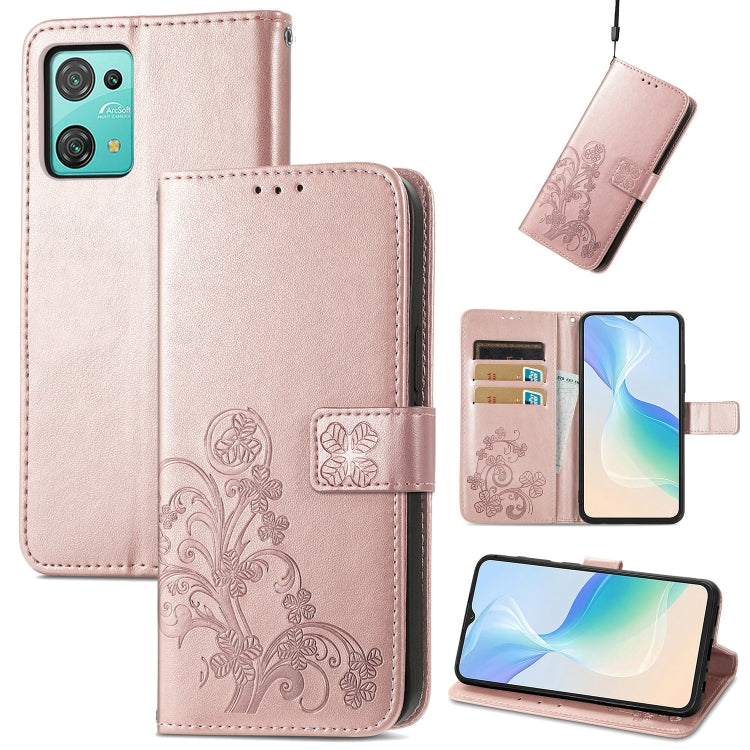 For Blackview Oscal C30 Pro Four-leaf Clasp Embossed Buckle Leather Phone Case(Rose Gold) - More Brand by PMC Jewellery | Online Shopping South Africa | PMC Jewellery