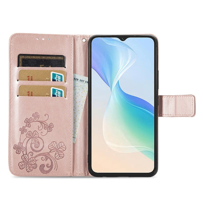 For Blackview Oscal C30 Pro Four-leaf Clasp Embossed Buckle Leather Phone Case(Rose Gold) - More Brand by PMC Jewellery | Online Shopping South Africa | PMC Jewellery