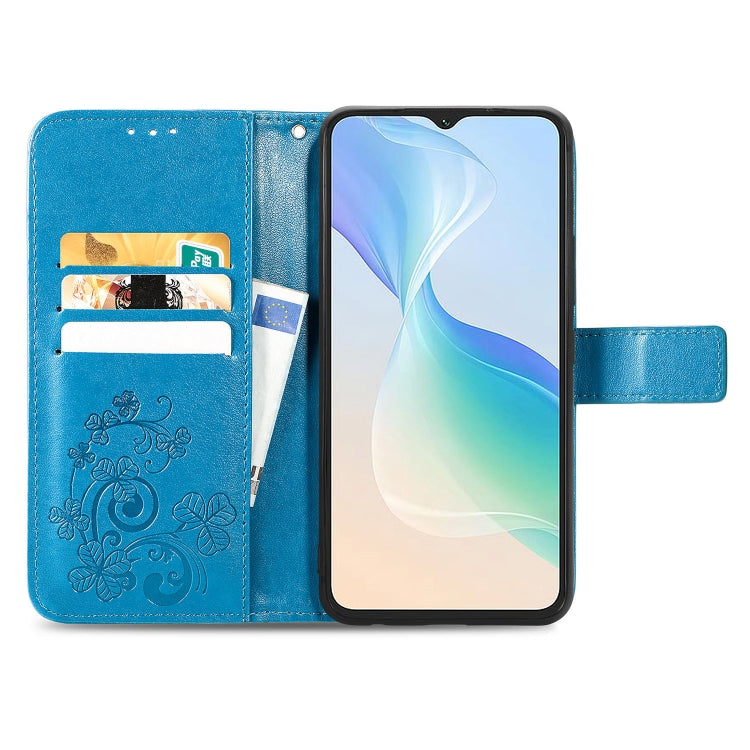 For Blackview Oscal C30 Pro Four-leaf Clasp Embossed Buckle Leather Phone Case(Blue) - More Brand by PMC Jewellery | Online Shopping South Africa | PMC Jewellery