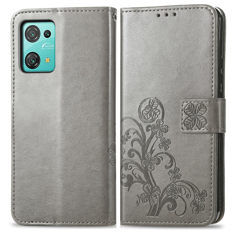 For Blackview Oscal C30 Pro Four-leaf Clasp Embossed Buckle Leather Phone Case(Gray) - More Brand by PMC Jewellery | Online Shopping South Africa | PMC Jewellery