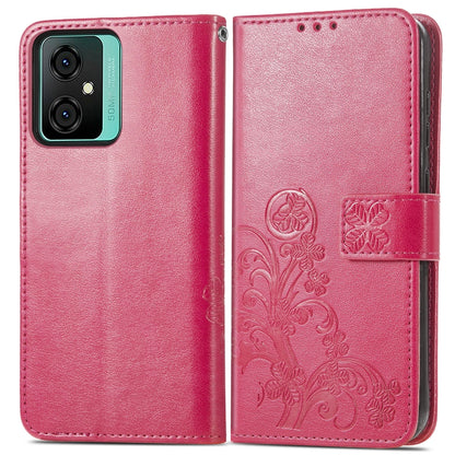 For Blackview Oscal C70 Four-leaf Clasp Embossed Buckle Leather Phone Case(Magenta) - More Brand by PMC Jewellery | Online Shopping South Africa | PMC Jewellery