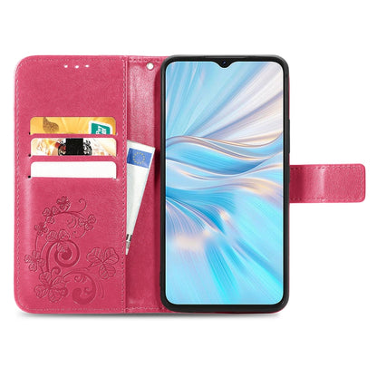 For Blackview Oscal C70 Four-leaf Clasp Embossed Buckle Leather Phone Case(Magenta) - More Brand by PMC Jewellery | Online Shopping South Africa | PMC Jewellery