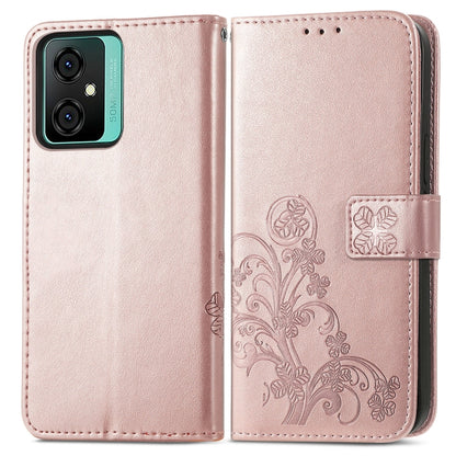 For Blackview Oscal C70 Four-leaf Clasp Embossed Buckle Leather Phone Case(Rose Gold) - More Brand by PMC Jewellery | Online Shopping South Africa | PMC Jewellery