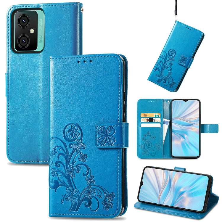 For Blackview Oscal C70 Four-leaf Clasp Embossed Buckle Leather Phone Case(Blue) - More Brand by PMC Jewellery | Online Shopping South Africa | PMC Jewellery