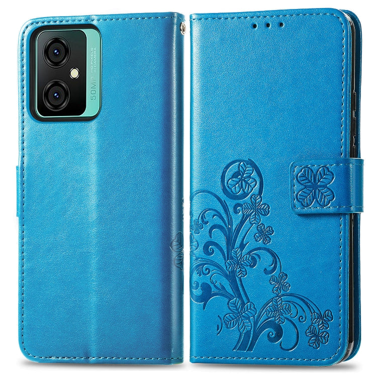 For Blackview Oscal C70 Four-leaf Clasp Embossed Buckle Leather Phone Case(Blue) - More Brand by PMC Jewellery | Online Shopping South Africa | PMC Jewellery