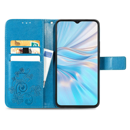 For Blackview Oscal C70 Four-leaf Clasp Embossed Buckle Leather Phone Case(Blue) - More Brand by PMC Jewellery | Online Shopping South Africa | PMC Jewellery