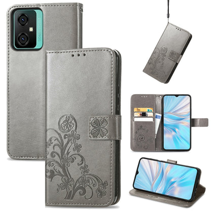 For Blackview Oscal C70 Four-leaf Clasp Embossed Buckle Leather Phone Case(Gray) - More Brand by PMC Jewellery | Online Shopping South Africa | PMC Jewellery