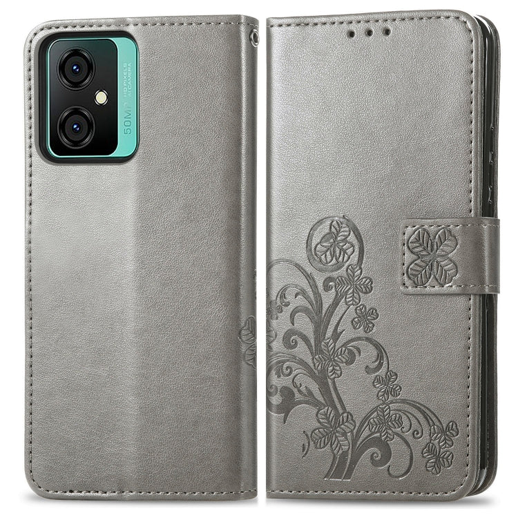 For Blackview Oscal C70 Four-leaf Clasp Embossed Buckle Leather Phone Case(Gray) - More Brand by PMC Jewellery | Online Shopping South Africa | PMC Jewellery