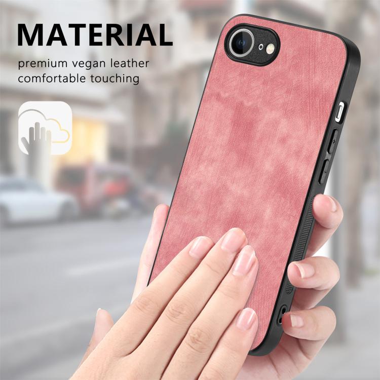 For iPhone 16e Vintage Leather PC Back Cover Phone Case(Pink) - iPhone 16e Cases by PMC TechLife | Online Shopping South Africa | PMC TechLife | Buy Now Pay Later Mobicred