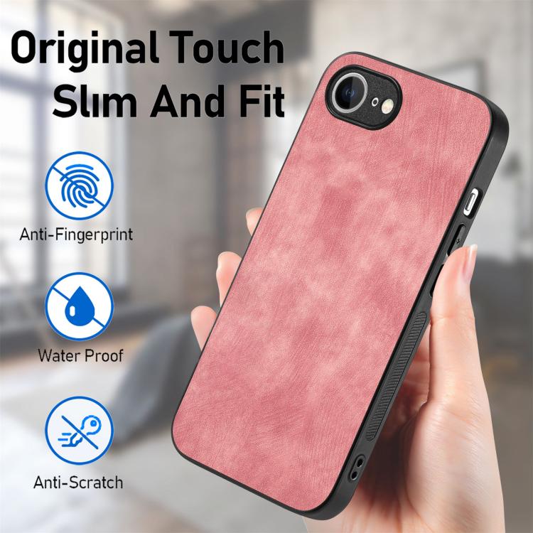 For iPhone 16e Vintage Leather PC Back Cover Phone Case(Pink) - iPhone 16e Cases by PMC TechLife | Online Shopping South Africa | PMC TechLife | Buy Now Pay Later Mobicred