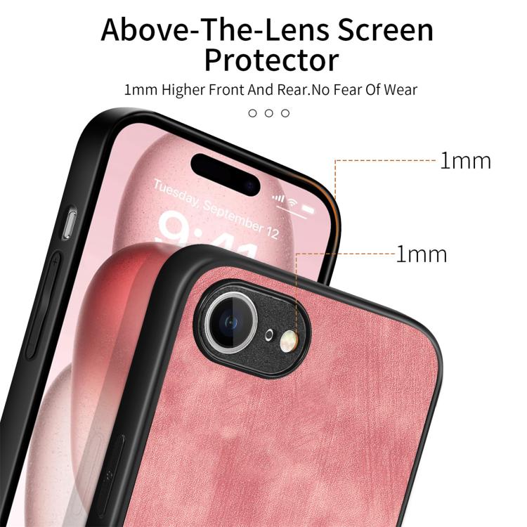 For iPhone 16e Vintage Leather PC Back Cover Phone Case(Pink) - iPhone 16e Cases by PMC TechLife | Online Shopping South Africa | PMC TechLife | Buy Now Pay Later Mobicred