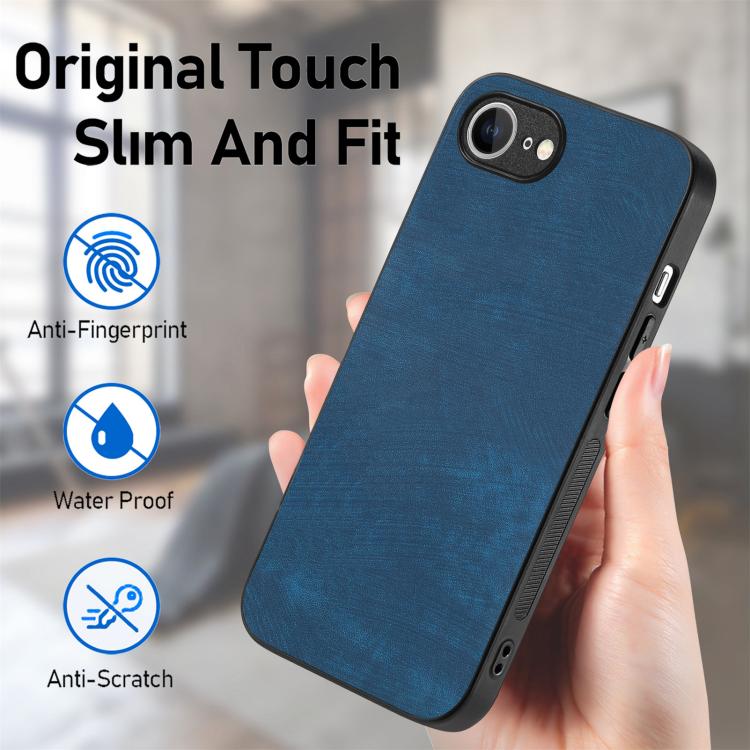 For iPhone 16e Vintage Leather PC Back Cover Phone Case(Blue) - iPhone 16e Cases by PMC TechLife | Online Shopping South Africa | PMC TechLife | Buy Now Pay Later Mobicred