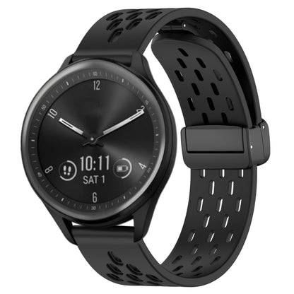 For Garmin Vivomove Sport 20mm Folding Magnetic Clasp Silicone Watch Band(Black) - Watch Bands by PMC Jewellery | Online Shopping South Africa | PMC Jewellery