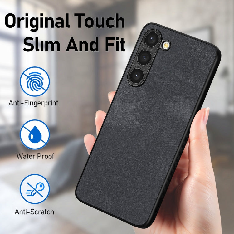 For Samsung Galaxy S25 5G Vintage Leather PC Back Cover Phone Case(Black) - Galaxy S25 5G Cases by PMC Jewellery | Online Shopping South Africa | PMC Jewellery | Buy Now Pay Later Mobicred