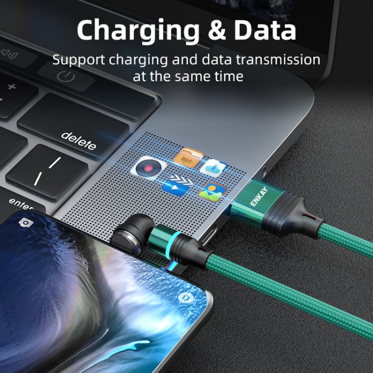 ENKAY 3 in 1 3A USB to Type-C / 8 Pin / Micro USB Magnetic 540 Degrees Rotating Fast Charging Cable, Length:1m(Green) - Charging Cable & Head by ENKAY | Online Shopping South Africa | PMC Jewellery | Buy Now Pay Later Mobicred