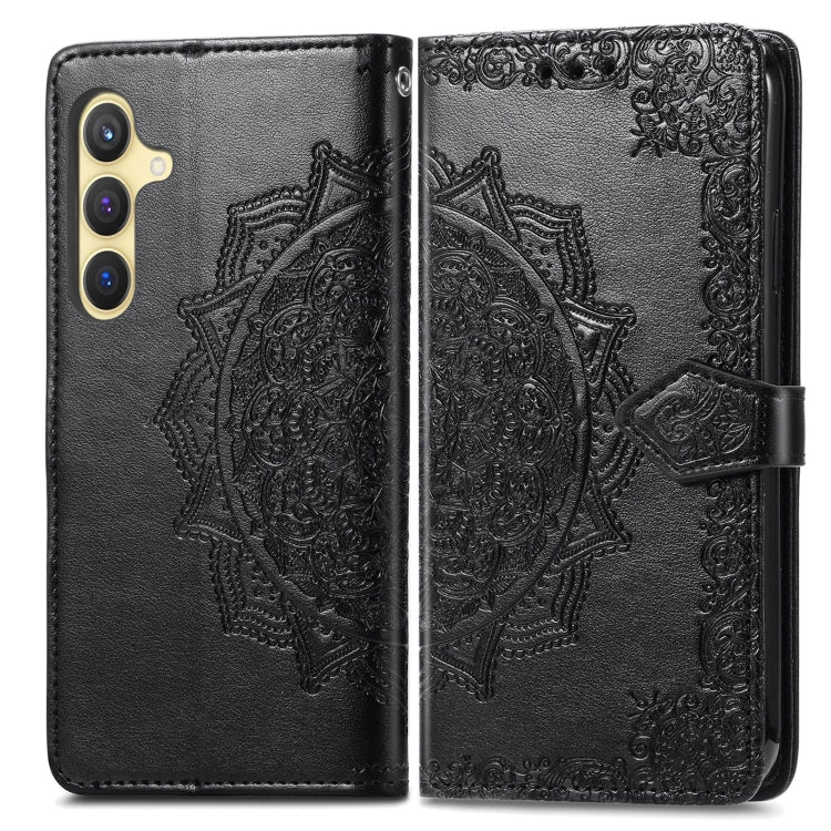 For Samsung Galaxy S25+ 5G Mandala Flower Embossed Leather Phone Case(Black) - Galaxy S25+ 5G Cases by PMC Jewellery | Online Shopping South Africa | PMC Jewellery | Buy Now Pay Later Mobicred