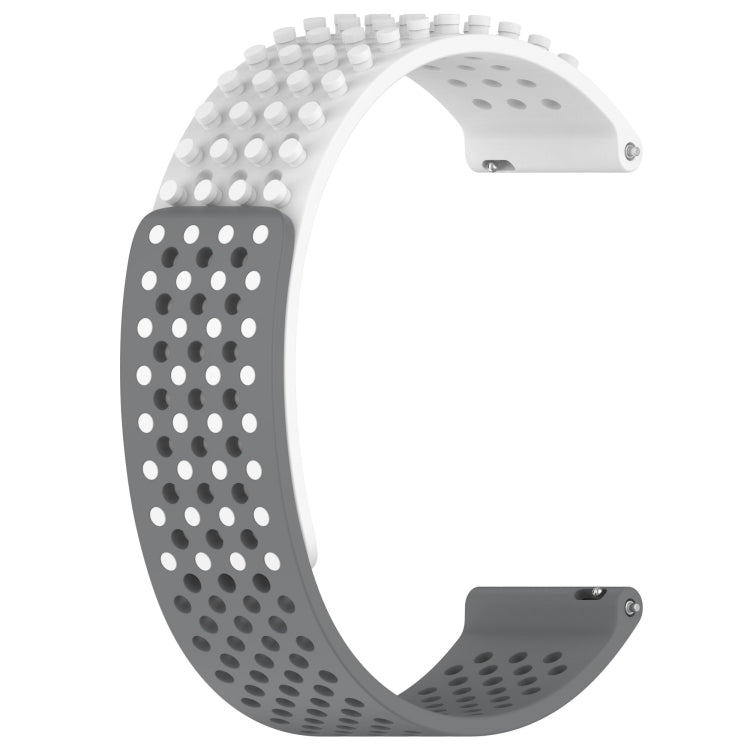 For Garmin Forerunner Sq2 Music 20mm Holes Breathable 3D Dots Silicone Watch Band(White+Grey) - Watch Bands by PMC Jewellery | Online Shopping South Africa | PMC Jewellery