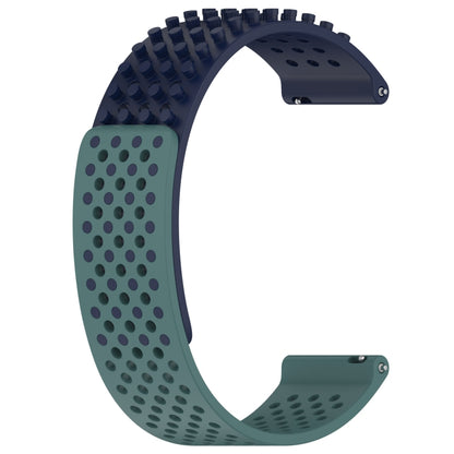 For Garmin Forerunner Sq2 Music 20mm Holes Breathable 3D Dots Silicone Watch Band(Midnight Blue+Olive Green) - Watch Bands by PMC Jewellery | Online Shopping South Africa | PMC Jewellery