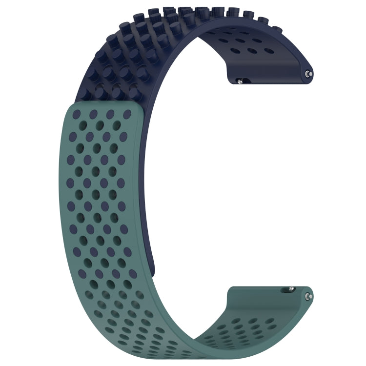 For Xiaomi MI Watch S1 Pro 22mm Holes Breathable 3D Dots Silicone Watch Band(Midnight Blue+Olive Green) - Watch Bands by PMC Jewellery | Online Shopping South Africa | PMC Jewellery