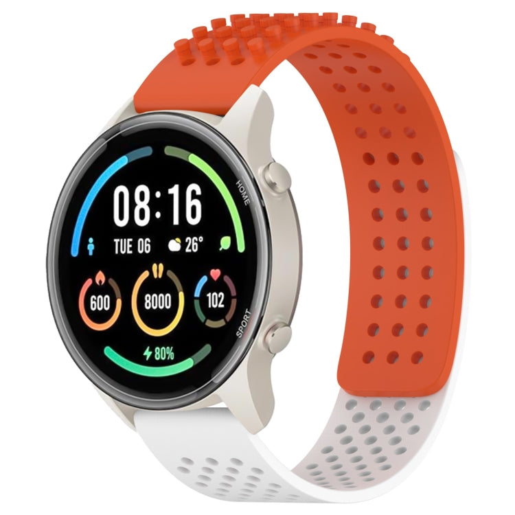 For Xiaomi MI Watch Sport 22mm Holes Breathable 3D Dots Silicone Watch Band(Orange+White) - Watch Bands by PMC Jewellery | Online Shopping South Africa | PMC Jewellery