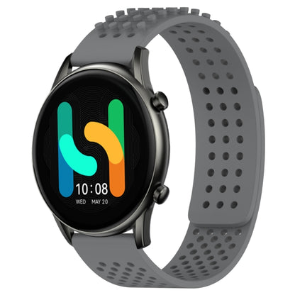 For Xiaomi Haylou RT2 LS10 22mm Holes Breathable 3D Dots Silicone Watch Band(Grey) - Watch Bands by PMC Jewellery | Online Shopping South Africa | PMC Jewellery