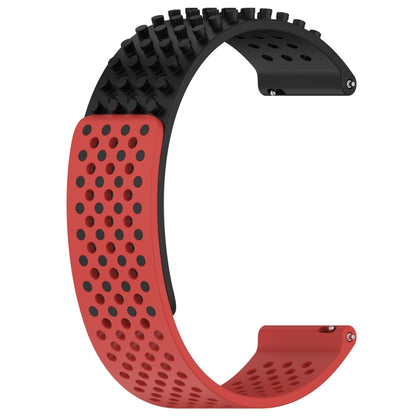 For Xiaomi Haylou RS4 LS12 22mm Holes Breathable 3D Dots Silicone Watch Band(Black+Red) - Watch Bands by PMC Jewellery | Online Shopping South Africa | PMC Jewellery