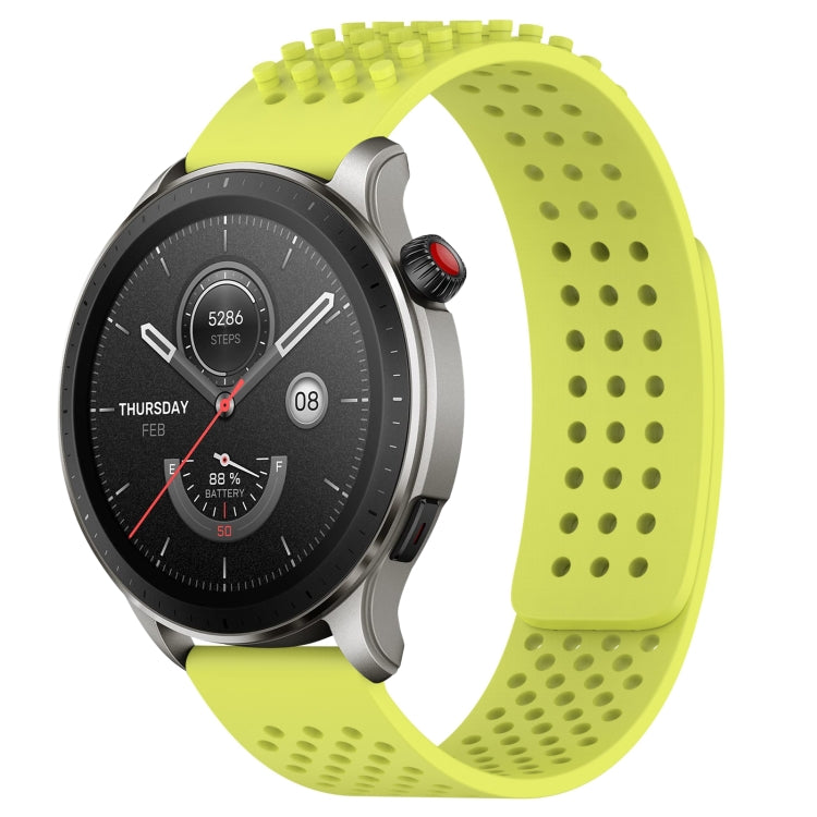 For Amazfit GTR 4 Pro 22mm Holes Breathable 3D Dots Silicone Watch Band(Lime Green) - Watch Bands by PMC Jewellery | Online Shopping South Africa | PMC Jewellery