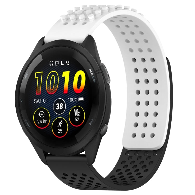 For Garmin Forerunner 265 22mm Holes Breathable 3D Dots Silicone Watch Band(White+Black) - Watch Bands by PMC Jewellery | Online Shopping South Africa | PMC Jewellery