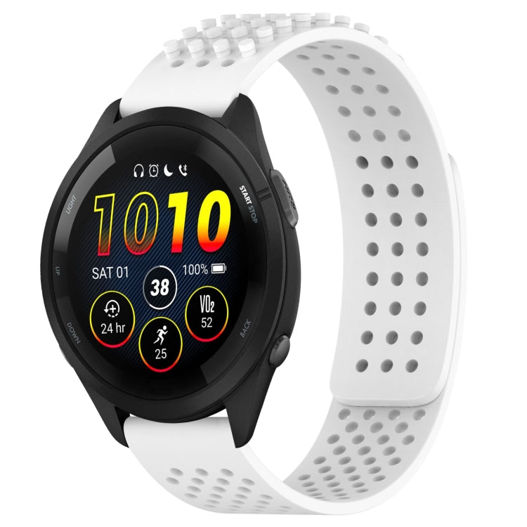 For Garmin Forerunner 265 22mm Holes Breathable 3D Dots Silicone Watch Band(White) - Watch Bands by PMC Jewellery | Online Shopping South Africa | PMC Jewellery