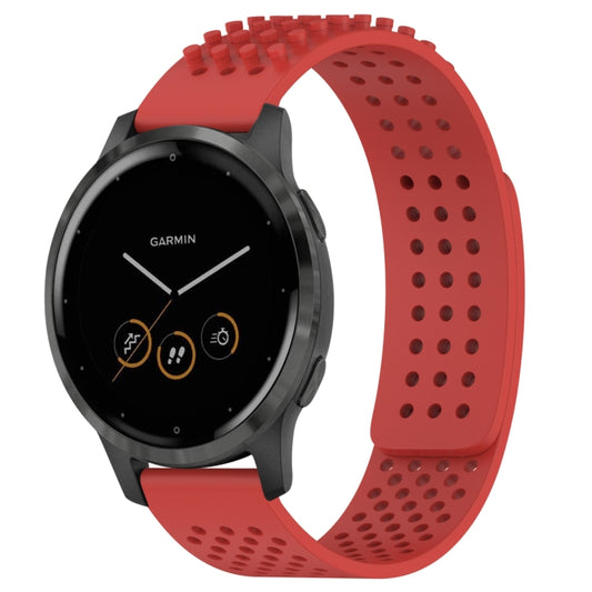 For Garmin Vivoactive 4 22mm Holes Breathable 3D Dots Silicone Watch Band(Red) - Watch Bands by PMC Jewellery | Online Shopping South Africa | PMC Jewellery