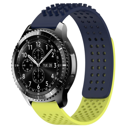 For Samsung Gear S3 Frontier 22mm Holes Breathable 3D Dots Silicone Watch Band(Midnight Blue+Lime Green) - Watch Bands by PMC Jewellery | Online Shopping South Africa | PMC Jewellery