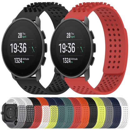 For  SUUNTO 9 Peak 22mm Holes Breathable 3D Dots Silicone Watch Band(Black+Red) -  by PMC Jewellery | Online Shopping South Africa | PMC Jewellery