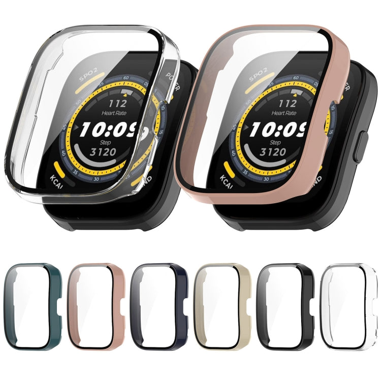 For Amazfit Bip 5 Tempered Film Integrated PC Watch Protective Case(Black) - Watch Cases by PMC TechLife | Online Shopping South Africa | PMC TechLife | Buy Now Pay Later Mobicred