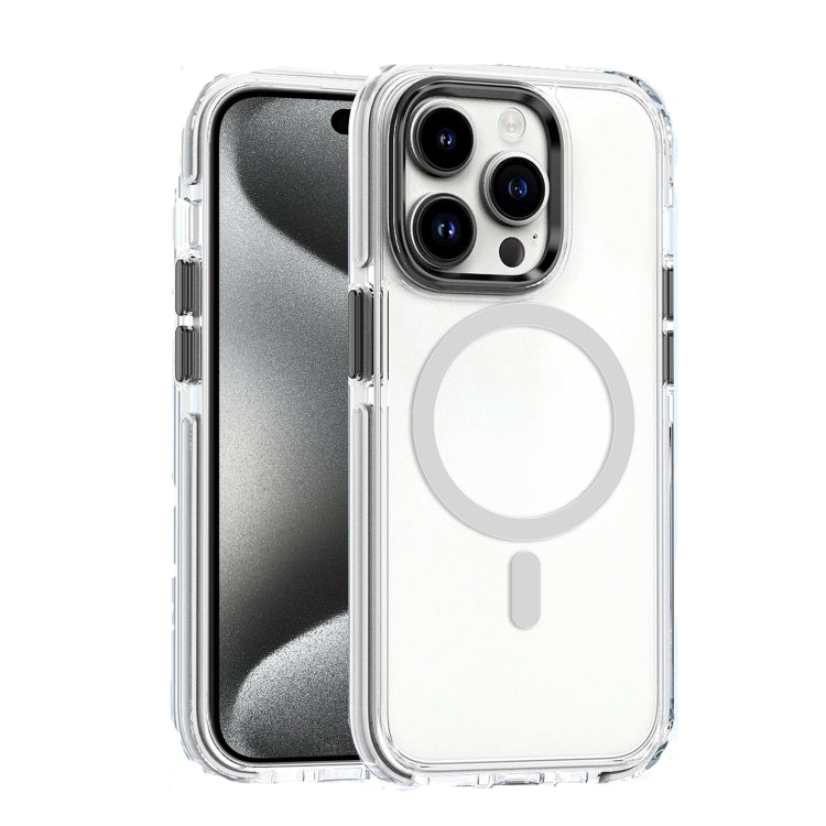 For iPhone 15 Pro Dual-color MagSafe TPU Hybrid Clear PC Shockproof Phone Case(White) - iPhone 15 Pro Cases by PMC Jewellery | Online Shopping South Africa | PMC Jewellery