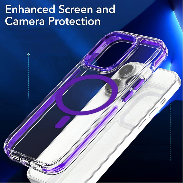 For iPhone 15 Pro Max Dual-color MagSafe TPU Hybrid Clear PC Shockproof Phone Case(Purple) - iPhone 15 Pro Max Cases by PMC Jewellery | Online Shopping South Africa | PMC Jewellery