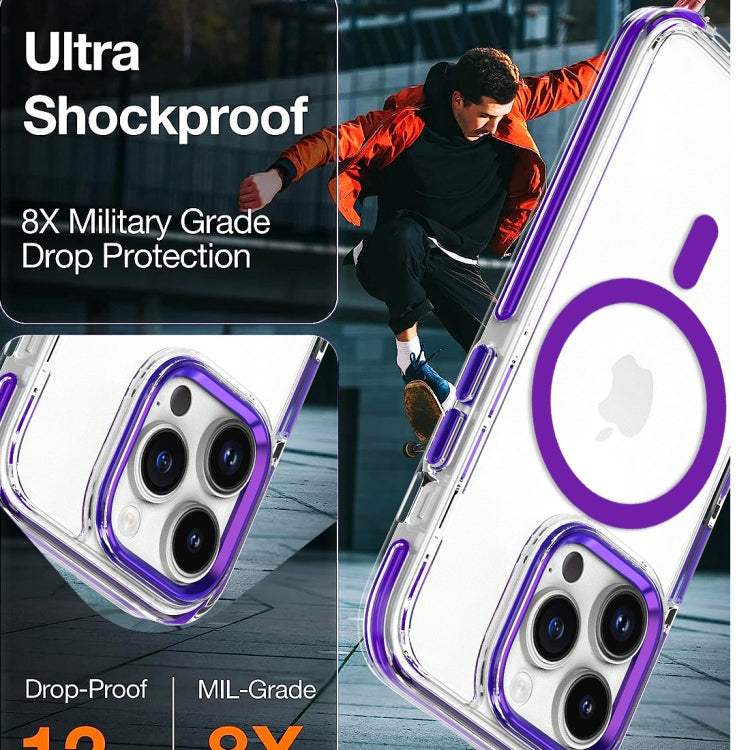 For iPhone 15 Pro Dual-color MagSafe TPU Hybrid Clear PC Shockproof Phone Case(White) - iPhone 15 Pro Cases by PMC Jewellery | Online Shopping South Africa | PMC Jewellery