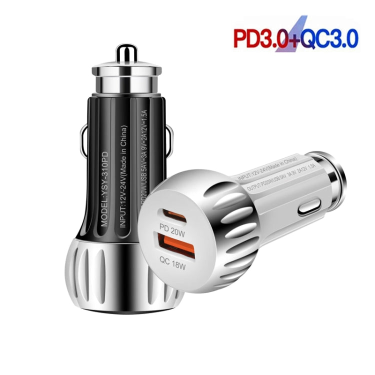 YSY-310PD 38W PD20W USB-C + QC3.0 18W USB Dual Port Fast Car Charger(White) - Car Charger by PMC Jewellery | Online Shopping South Africa | PMC Jewellery | Buy Now Pay Later Mobicred